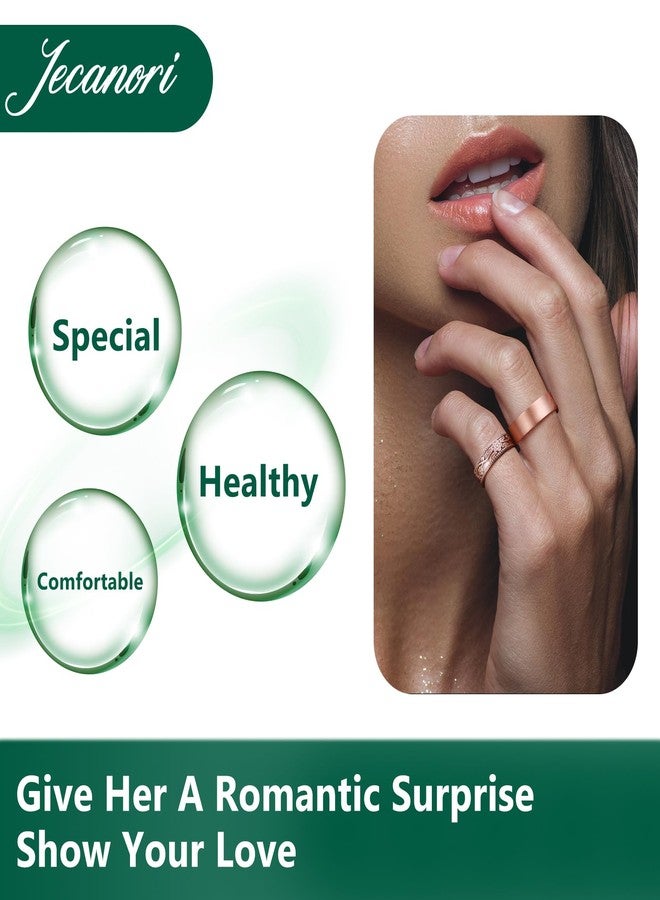 خاتمان نحاسيان من جيكانوري، قطعتان، للنساء والرجال، خاتم نحاسي للعلاج المغناطيسي، هدية مجوهرات قابلة للتعديل مع علبة (زهرة عتيقة | غير مطلي أنيق) - Image 4